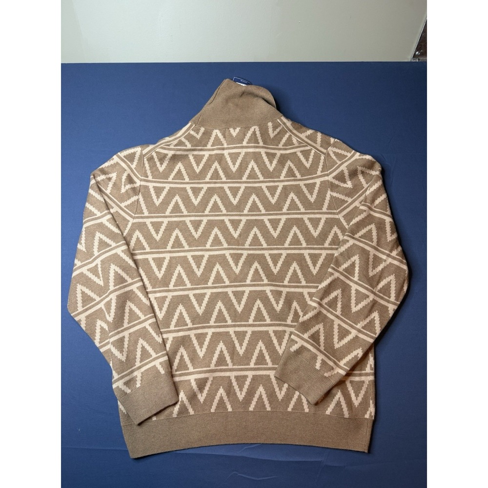 Nautica Men's Tan/Cream Geometric Mock Neck Knit Pullover Sweater XL $148 retail - Picture 5 of 6